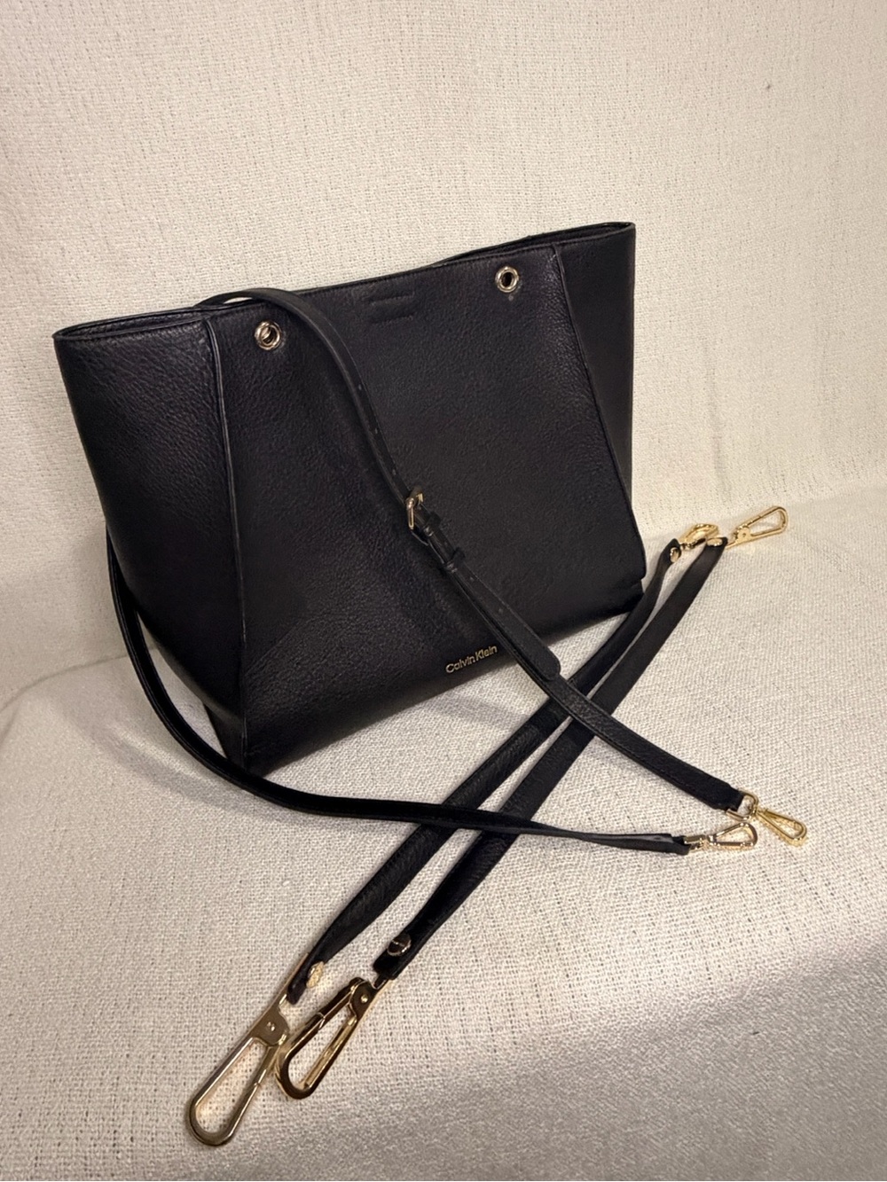 Calvin Klein Black Pebbled Leather Shoulder Bag